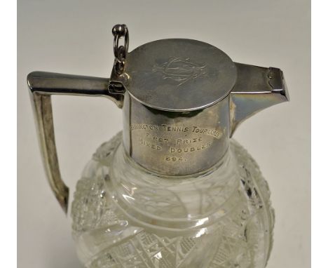 Leamington Spa Silver Claret Jug won at one of the first Tennis Clubs in England, for the Mixed Doubles 1894, won by Mr D Lys