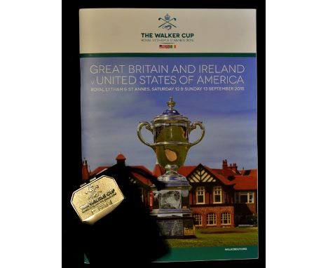 2015 Walker Cup golf programme and official players money clip - Royal Lytham and St Annes c/w enamel money clip and pouch pr
