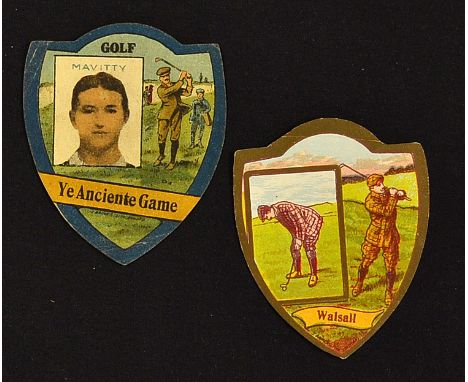 2x Scarce J Baines Bradford trade cards featuring golf c. 1890's - one with a golf portrait of Mavitty (G) and the other titl