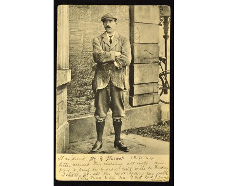 Scarce Mr R Maxwell (Amateur Golf Champion) St Andrews golfing postcard-issued by The Wrench Series No. 2005 used and dated, 