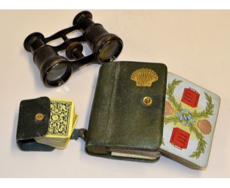 Early Shell Motor Spirit Pack of playing cards encased in the original Shell leather case, cards decorated with laurel leaves