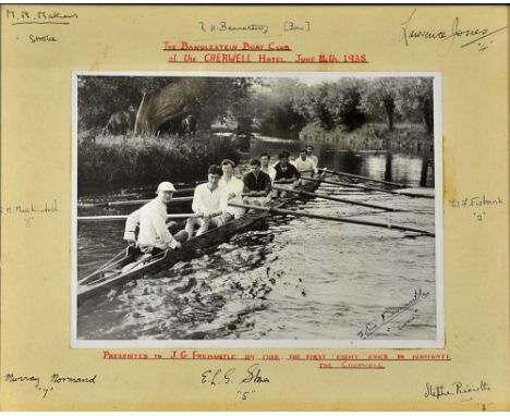 1938 The Banglestein Boat Club Photograph  at the Cherwell Hotel June 11th 1938 presented to J.G. Freemantle by this the firs