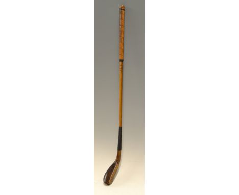 Fine R Simpson Carnoustie handmade commemorative beech wood longnose half size play club - fine example of 1880  period longn