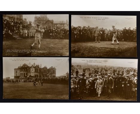 4x H.R.H Prince of Wales The Old course St Andrews golfing postcards - real photographs publ'd by Dundee Advertiser Photo, to