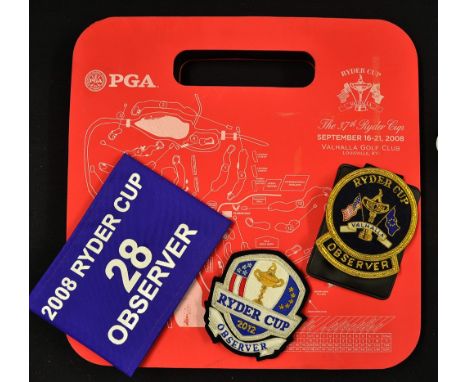 2008 and 2012 Ryder Cup official PGA blazer badges and arm bands to incl 2x Observer gold braid and embroidered blazer pocket