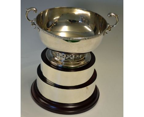 Lawn Tennis Federation Cup Trophy a large silver-plated trophy replicating the two handled bowl mounted upon a pierced galler