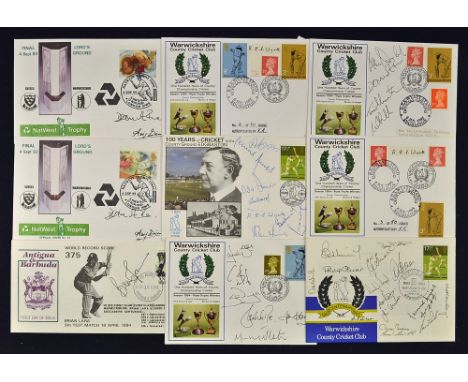 Assorted Cricket Signed First Day Cover Selection includes a variety of FDC's, such as 1982 Warwickshire CCC (2) extensively 