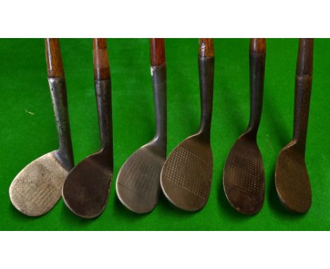 6x niblick irons - makers incl C Gibson Westward Ho stainless head, Rampant Lion, R Forgan Crown model smf stamped Weigle Bom