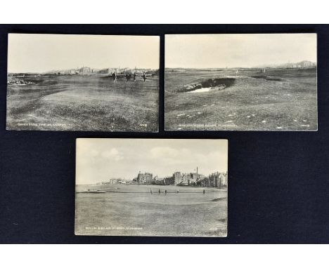 3x early St Andrews Old Golf Course postcards - Valentine Series Bromotype to incl "The Swilcan Burn and 1st Green", "Corner 