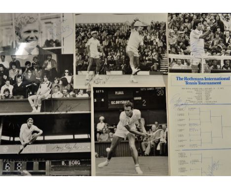 Collection of Tennis Signed Press Photographs to include O Davidson, R Taylor, B Hewitt, R McMillan, E.C Drysdale, and Mar Co