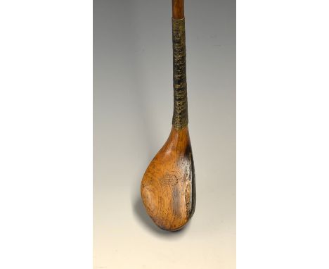 "W. Park's Patent Compressed" light stained  hickory bulger scared driver - with near full leather face insert and full lengt