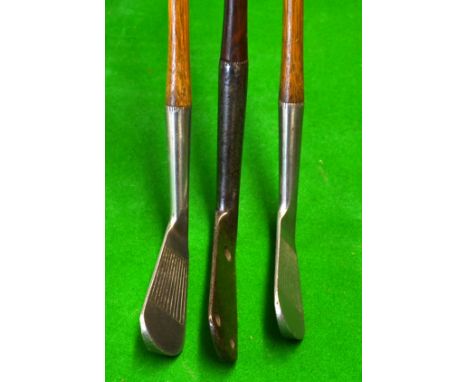 Interesting collection of irons to incl 2x R Forgan St Andrews Scotia irons, a jigger and mid iron and an interesting early s
