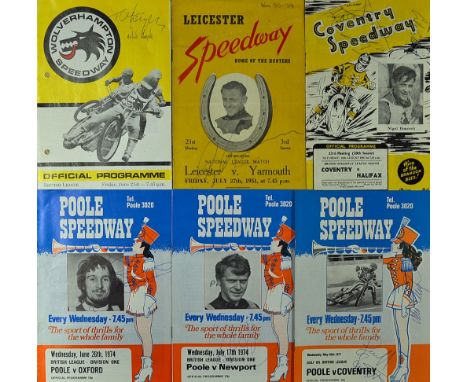 Selection of 1970s signed Speedway Programmes including 1967 Coventry v Halifax, 1974 Wolves v Poole programme by Antoni Wory