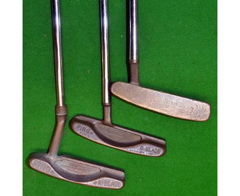 3x various Ping putters to incl A Blade, O Blade and a left hand Ping Zing  