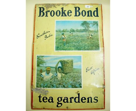 A vintage Brooke Bond printed metal tea advert