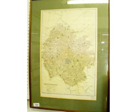 A Bacon's map print of Herefordshire 46 x 30cm