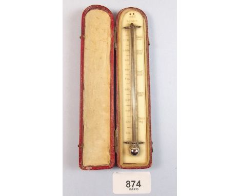 A 19th century ivory thermometer - cased, by Cox