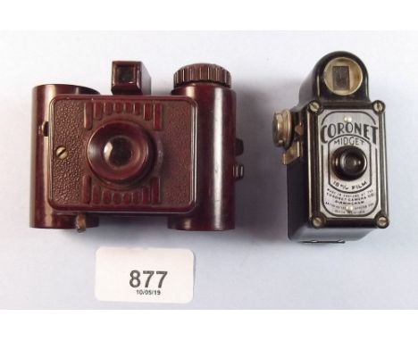A Sida miniature Bakelite cased camera and Coronet Midget miniature camera