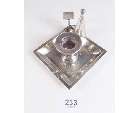A Victorian silver chamber stick with original snuffer - Birmingham 1892