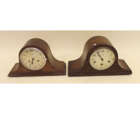 Two 1930's oak mantel clocks, one with Westminster chime and a Schlutz torsion clock