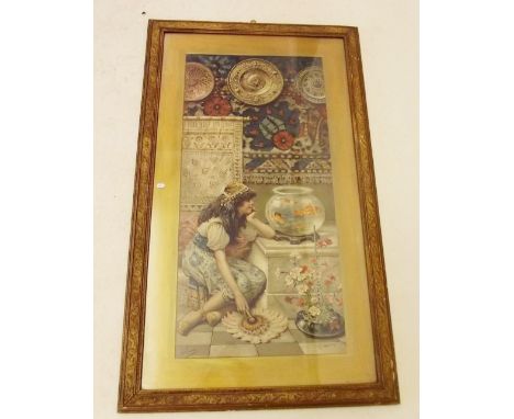 A Pears advertising print 'The Goldfish Bowl' after W S Coleman 33 x 70cm