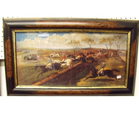 A print after Herring of race horses, in walnut frame 19 x 29 cm