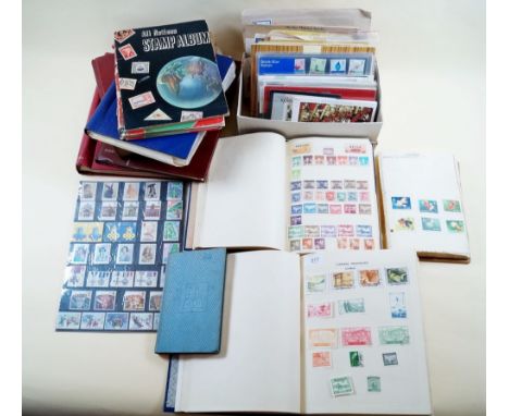 A box of eight stamp albums/stockbooks (one empty) of GB and all world stamps QV including Chinese mint and used, defin and c