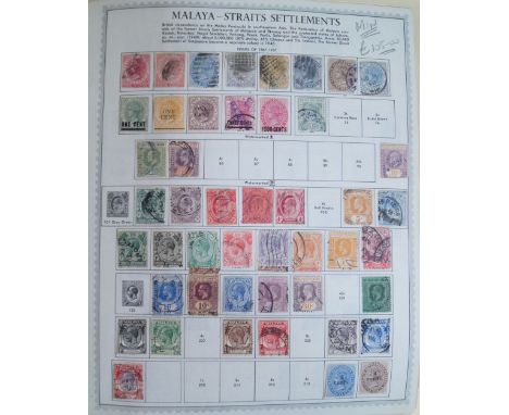 A massive part-filled Minkus 'Master Global Stamp Album' containing L to P Countries of British Empire such as Malaya/Newfoun