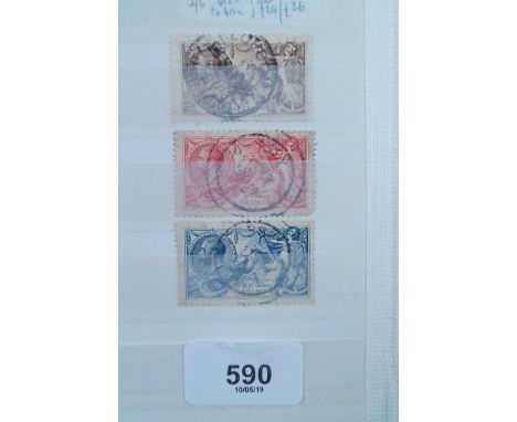 A small eight page A5 size stamp stockbook of QV - QEII mint and used defin and commem issues including KGV higher values to 