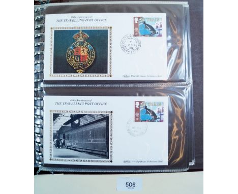 GB commem stamps on fifty Benham TPO cancelled covers, 1986 - 1991 - in special 150th anniversary album with full history fro