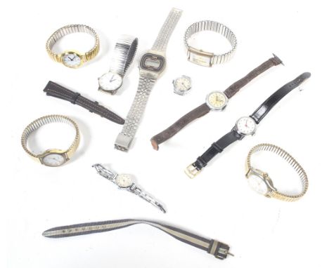 Eleven mostly lady's wrist and bracelet watches. Comprising lady's; Citron quartz; Ingersoll 5 jewel stainless steel, manual;