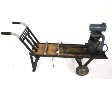 A vintage JAP stationary engine on a trolley. L149cm x D37cm x H84cm