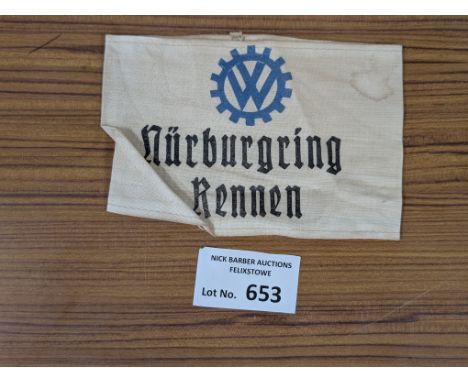 Collectables; Militaria: German WW2 Volkswagen interest an armband for the Nürburgring dated 1939.