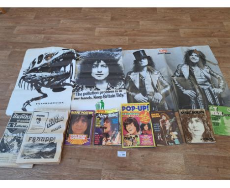 Records; Music Memorabilia: T Rex Marc Bolan super collection of fold-out poster magazines, other posters including Tyrannosa