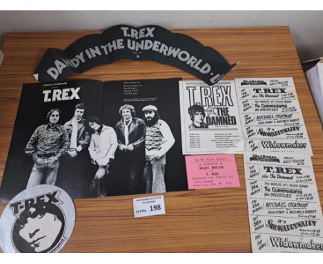 Records; Music Memorabilia: T Rex 'Dandy in the Underground' 1977 tour programme, plus ticket, paper banner, sticker, and fly