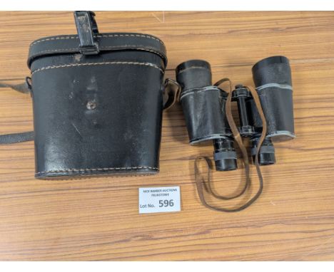 Collectables: Carl Zeiss antique binoculars, with original leather case.