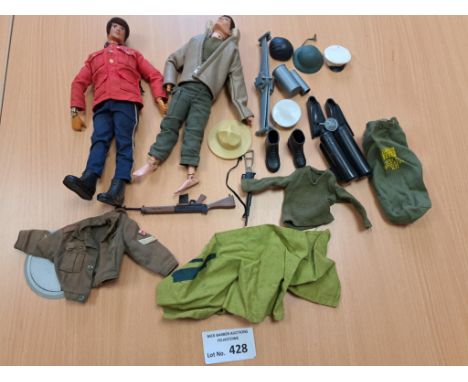 Diecast: Action Man small collection of 2x figures/dolls; plus equipment and some clothing.