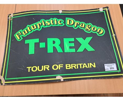Records; Music Memorabilia: T Rex Futuristic Dragon Tour of Britain advertising board; some damage to edges/curving, tears wh