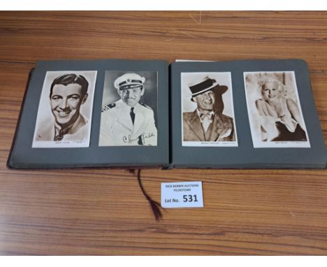 Postcards: Album of movie/film star postcards; vintage in album, lovely collection including Bing Crosby, Clark Gable, Greta 