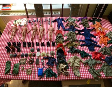 Diecast; Action Man: Palitoy Action Man collection of 5 figures, including selection of clothes, boots, hats, weapons, etc.; 