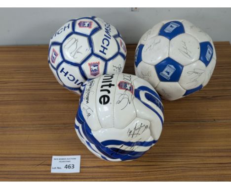 Sports Memorabilia; Football: Ipswich Town signed footballs x3, 1980s and more modern, in Good condition.