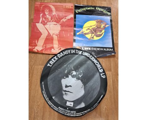 Records; Music Memorabilia: T Rex 3x posters, Autumn Tour, Futuristic Dragon, and Dandy in the Underworld; good conditions, s