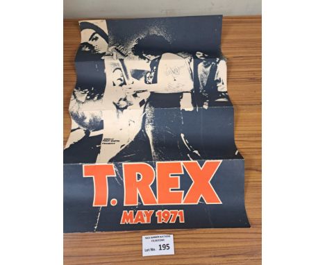 Records; Music Memorabilia: T Rex poster of 1971 tour; folded; signed by Marc Bolan and Mickey Finn.