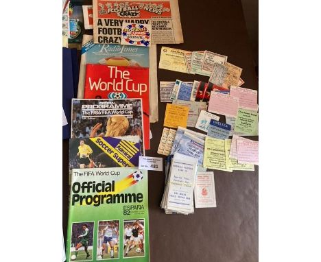 Football: Ipswich Town fixture cards, tickets for club, finals, internationals, World Cup programmes, wall charts etc
