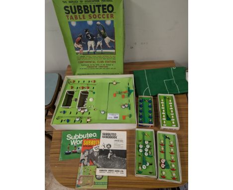 Collectables: Subbuteo box set with pitch, plus other boxed team sets; also including original manuals.