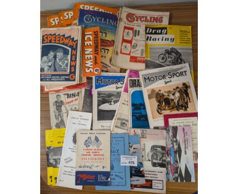 Sports Memorabilia; Motor Sport: Collection of magazines and programmes; cycling, stock car, motor racing, drag racing; 1950s