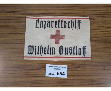 Collectables; Militaria: German WW2 Red Cross armband for the ill fated Wilhelm Gustloff which was sunk at the end of the war