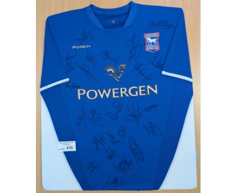 Sports Memorabilia; Football: Ipswich Town signed shirt, Powergen era 1990s, signed by the squad 20+ signatures, Good conditi
