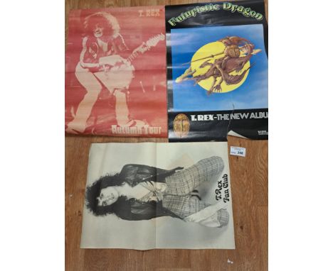 Records; Music Memorabilia: T Rex posters, rolled and creased, including Autumn Tour, Fan Club, and Futuristic Dragon (torn a