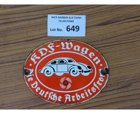 Collectables; Militaria: German WW2 Volkswagen Beetle factory / dealer enamel sign, unusual survivor.